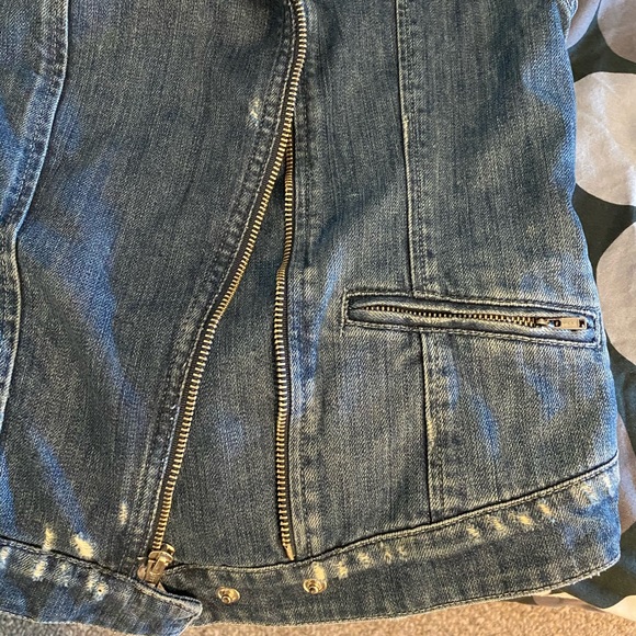 Guess Moto Jean Vest Motorcycle Blue Denim Jacket Vintage Kawaii Y2K Coat Biker - Picture 3 of 13